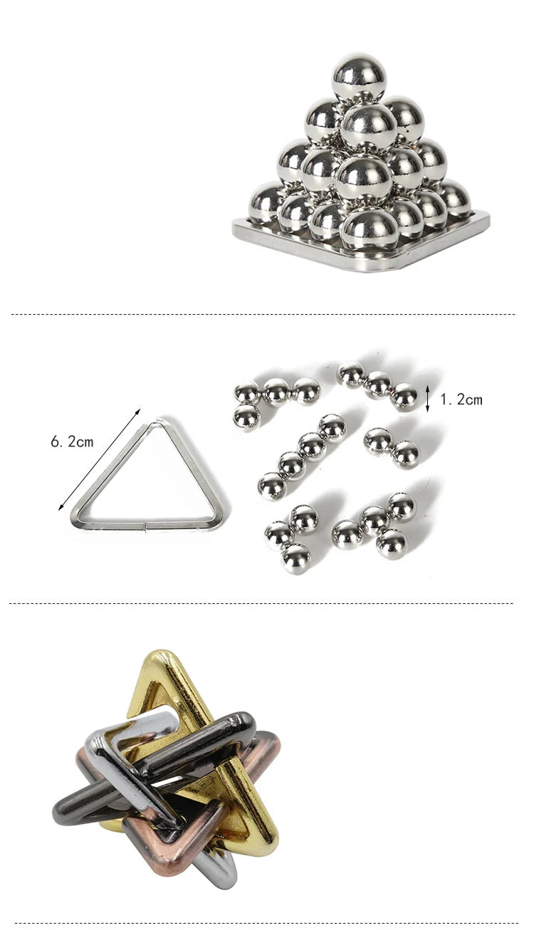 Quebra-cabeças de metal criativo clássico QI, quebra-cabeças mágicos e desconcertantes