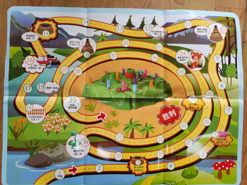 Jogo de tabuleiro de armadilha para coelho de cenoura, desafio de defesa para festa familiar