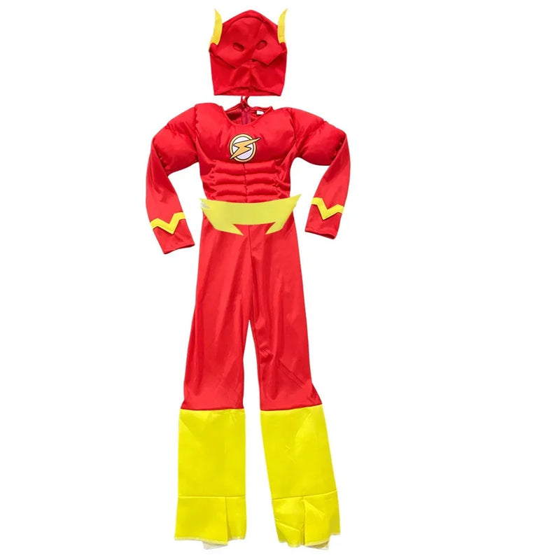 Conjunto de super-heróis de Halloween, fantasia de músculo flash