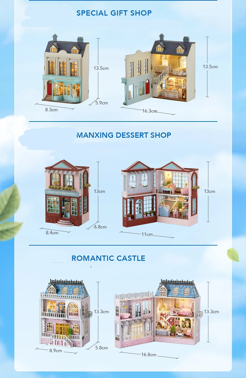Mini casa de bonecas de madeira faça você mesmo com móveis leves