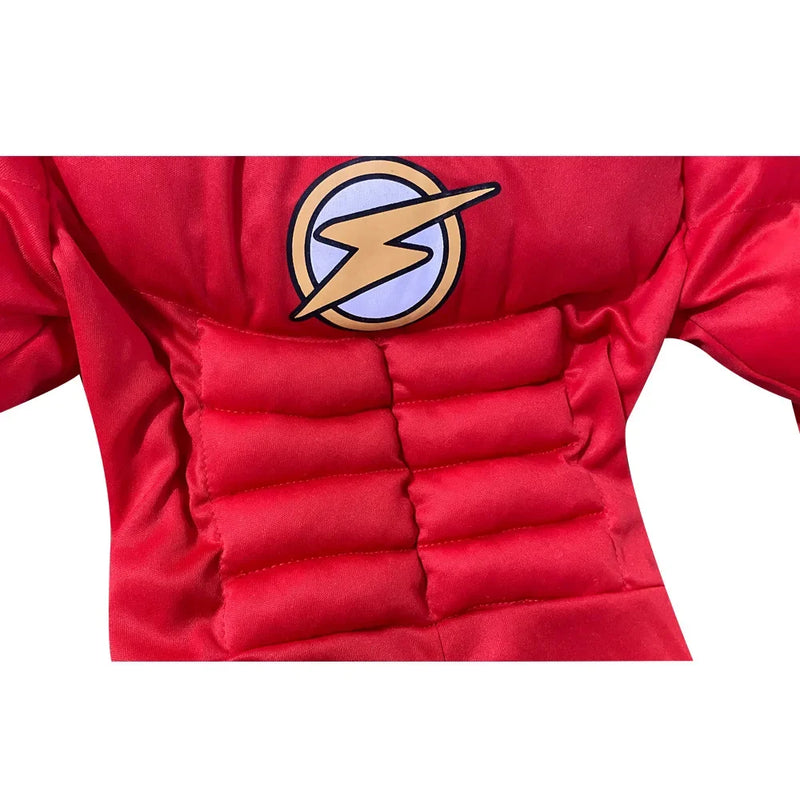 Conjunto de super-heróis de Halloween, fantasia de músculo flash