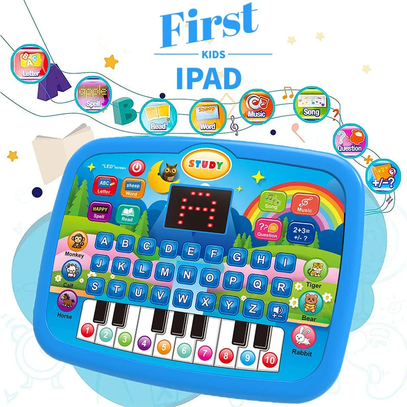 Tablet de brinquedo educativo para crianças, alfabetização, matemática e música para maiores de 3 anos