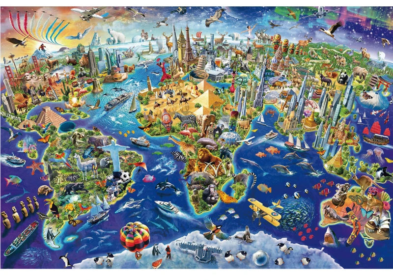Quebra-cabeça adulto de 75*50 cm, 1000 peças, marco mundial