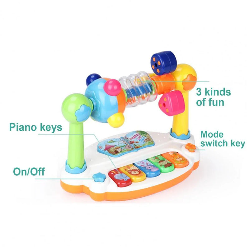 teclado de piano giratório com som suave, brinquedos musicais