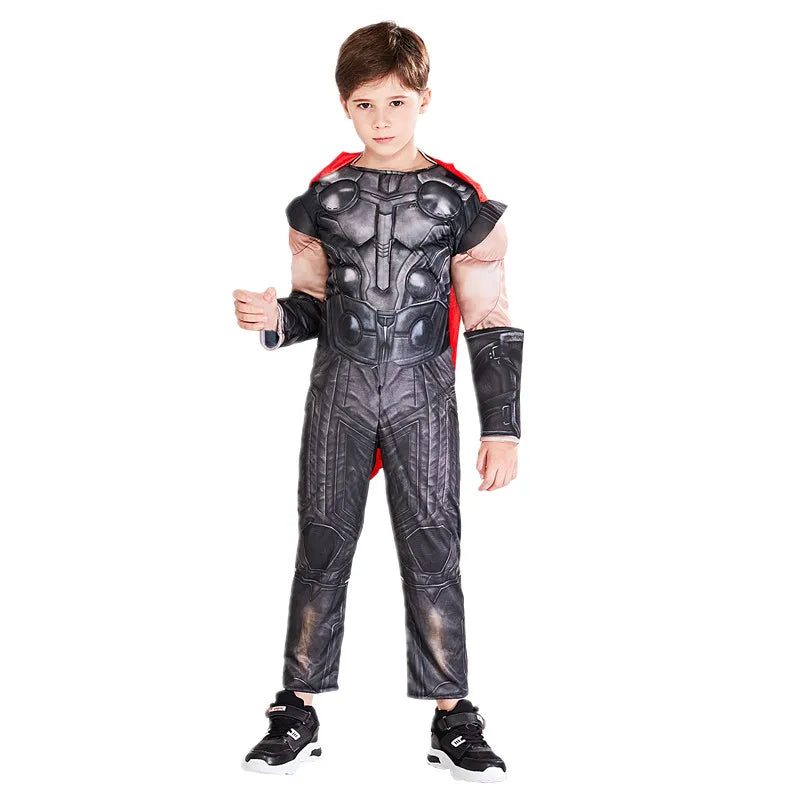 Fantasia de Thor Muscle para crianças, brinquedo infantil, machado iluminado, fantasia de Halloween
