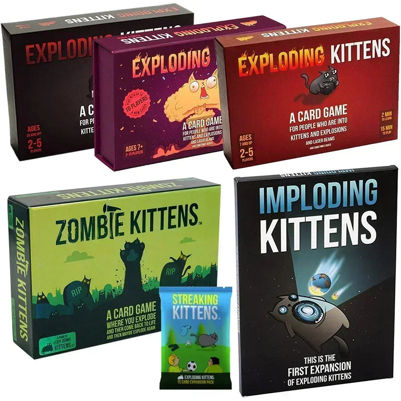 Exploding Kittens 4 em 1 Conjunto de Jogo de Tabuleiro para Festa em Família