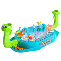 Jogo de tabuleiro de dinossauro com catapulta de batalha