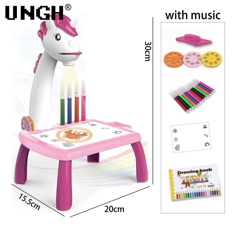 UNGH Crianças projetor LED mesa de desenho brinquedo pintura
