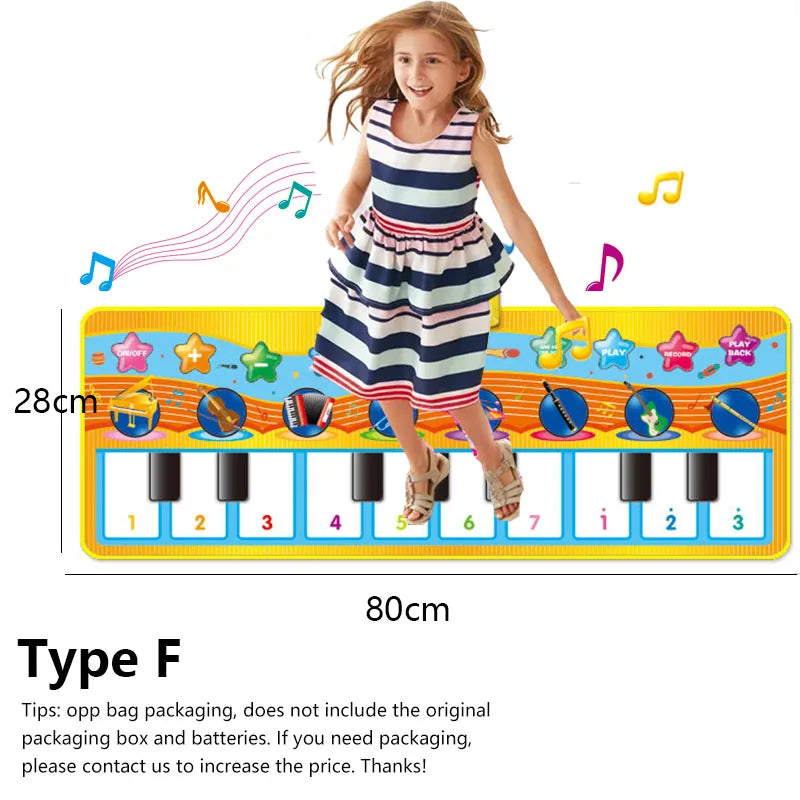 Tapete de piano para crianças, teclado fitness para crianças