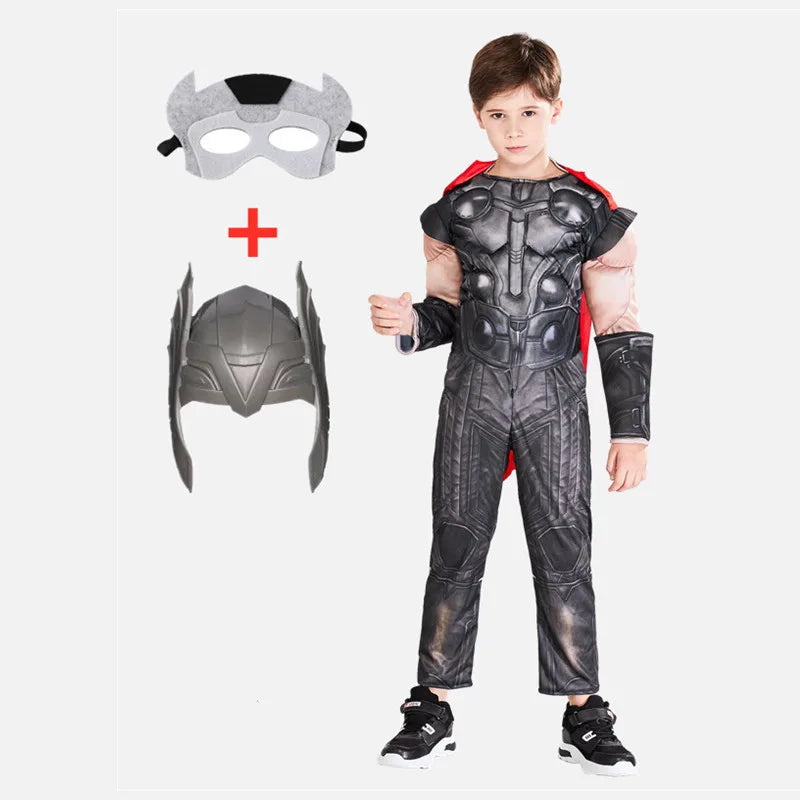 Fantasia de Thor Muscle para crianças, brinquedo infantil, machado iluminado, fantasia de Halloween