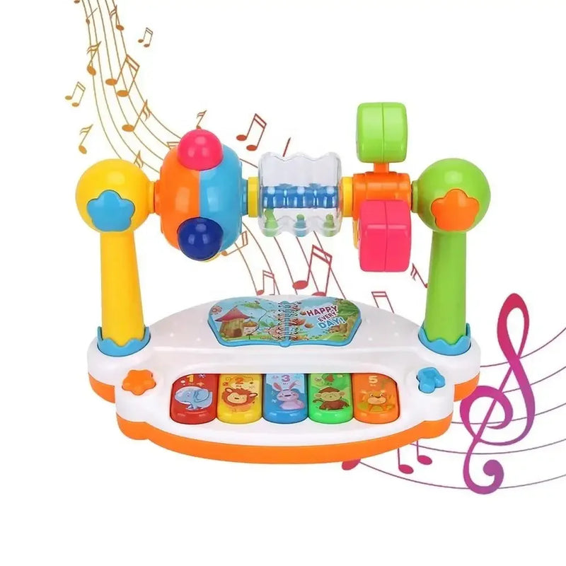 teclado de piano giratório com som suave, brinquedos musicais