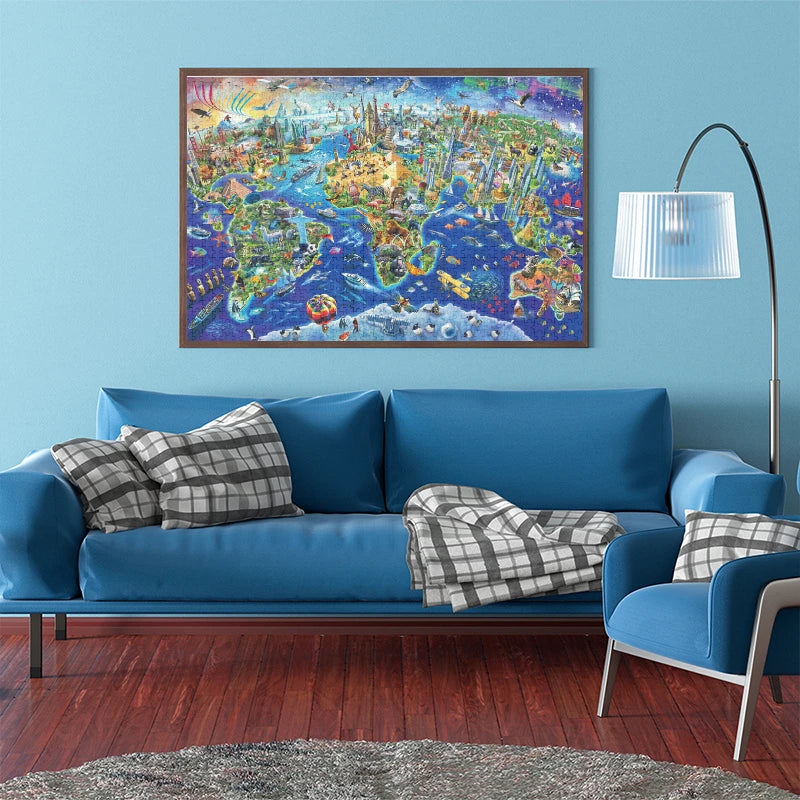 Quebra-cabeça adulto de 75*50 cm, 1000 peças, marco mundial