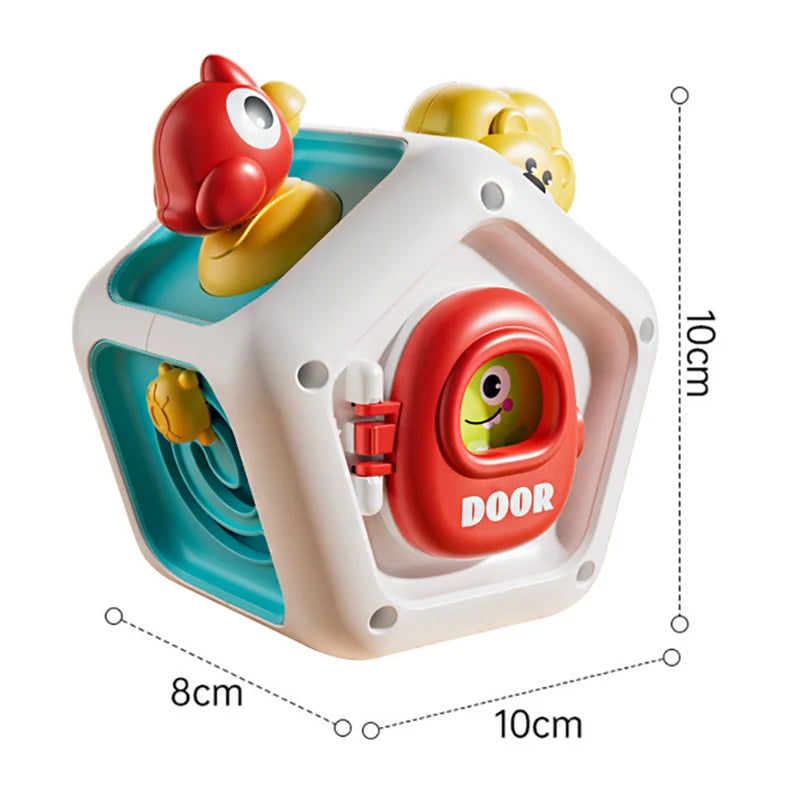 Brinquedos sensoriais Montessori, cubo de atividades