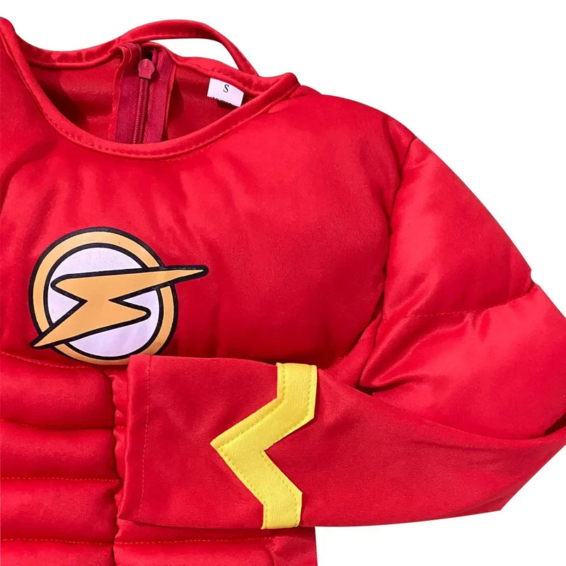Conjunto de super-heróis de Halloween, fantasia de músculo flash