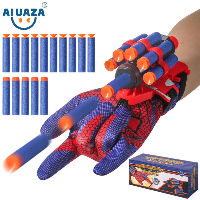 Luvas de aranha AIUAZA, brinquedo lançador de teias para crianças - 15 dardos