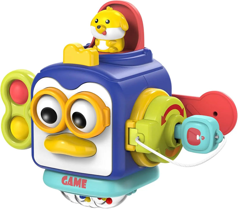 Brinquedos sensoriais Montessori, cubo de atividades