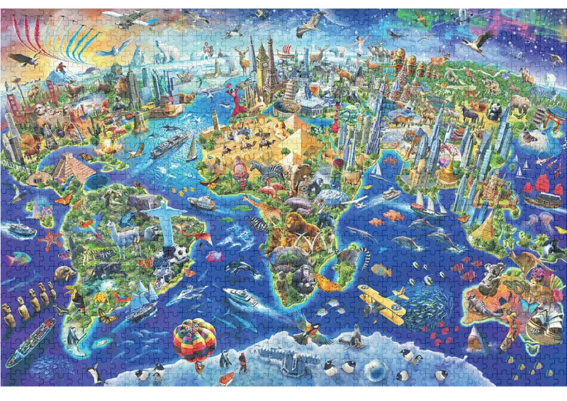 Quebra-cabeça adulto de 75*50 cm, 1000 peças, marco mundial