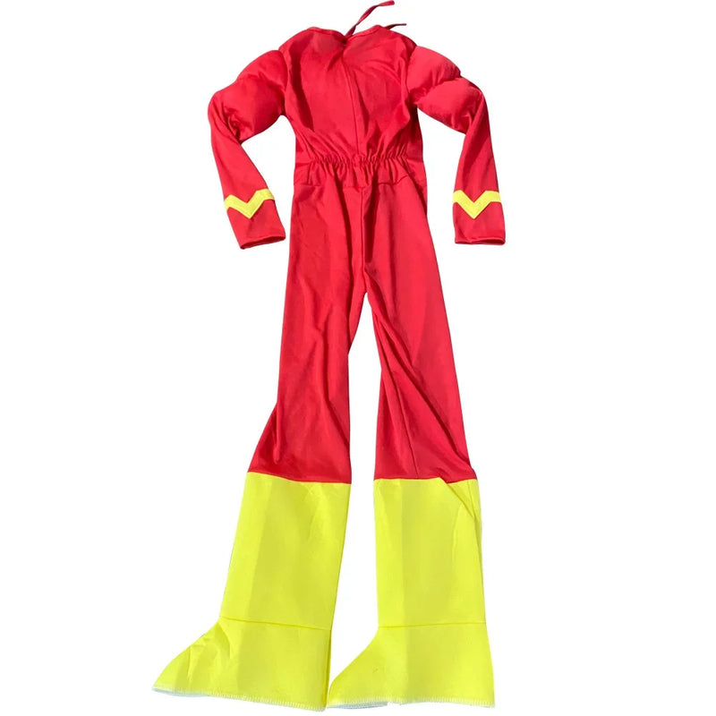 Conjunto de super-heróis de Halloween, fantasia de músculo flash