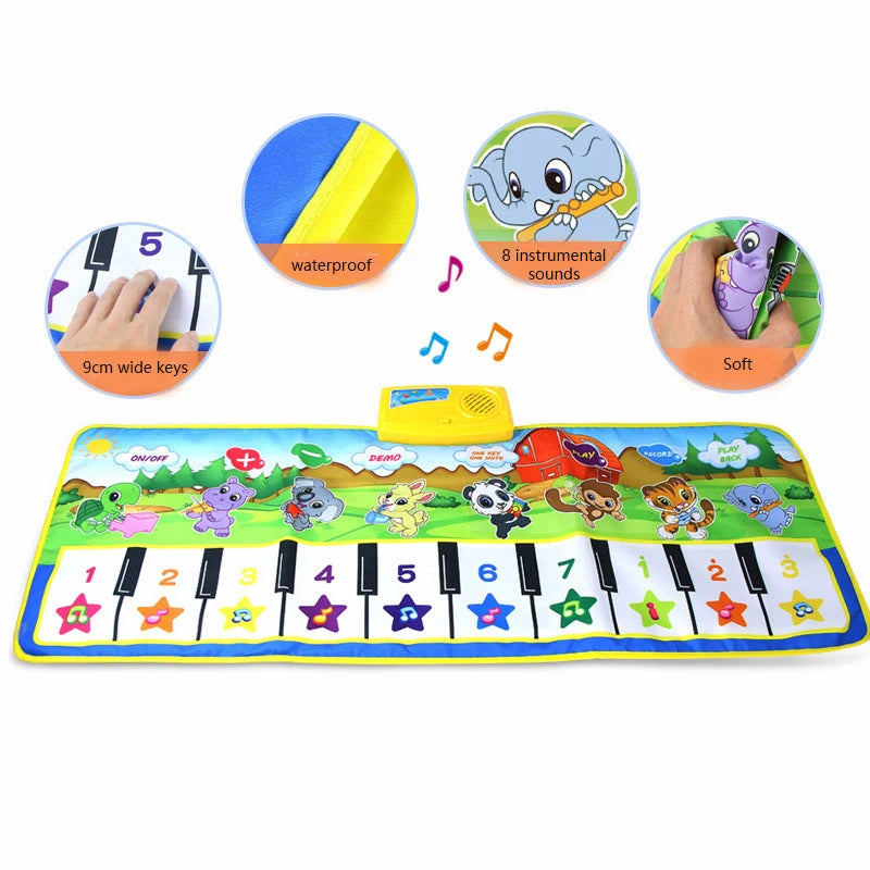 Tapete de piano para crianças, teclado fitness para crianças
