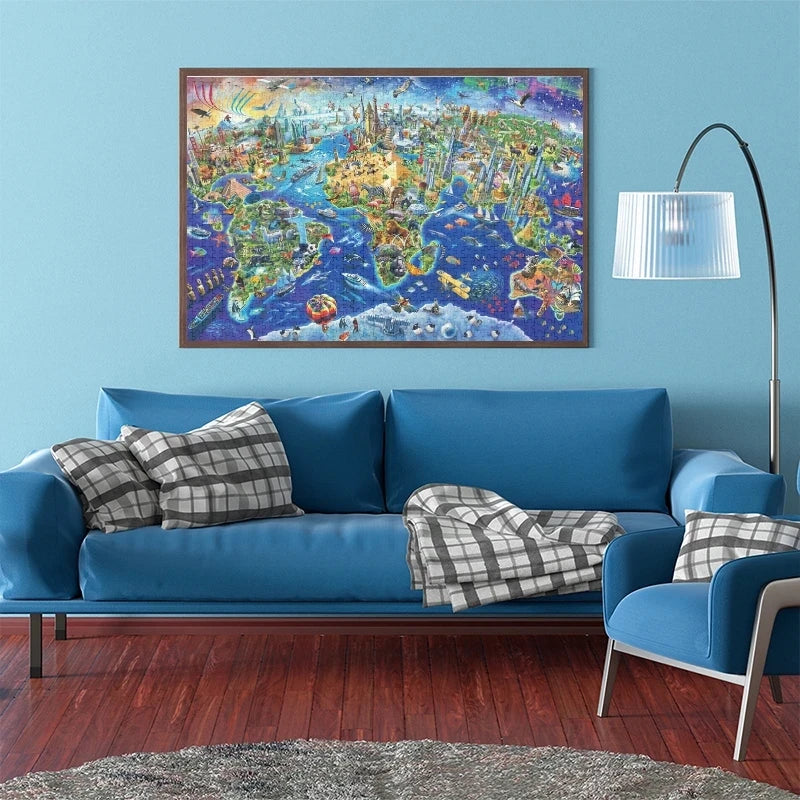 Quebra-cabeça adulto de 75*50 cm, 1000 peças, marco mundial