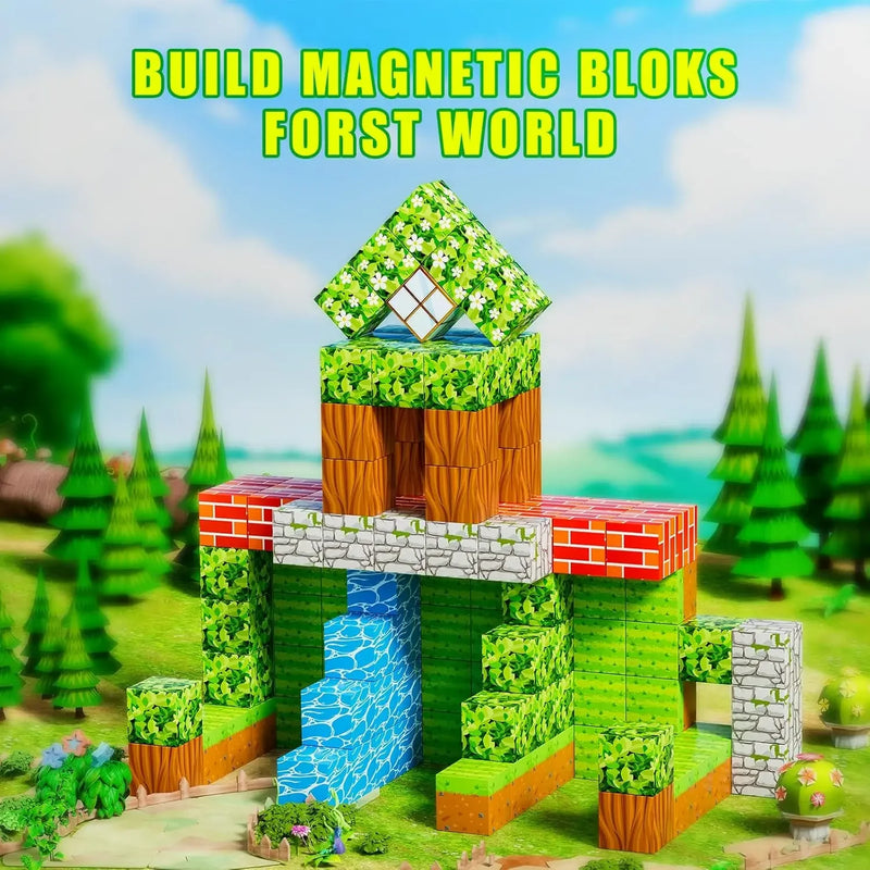 Conjunto de cubos magnéticos para construção Minecraft