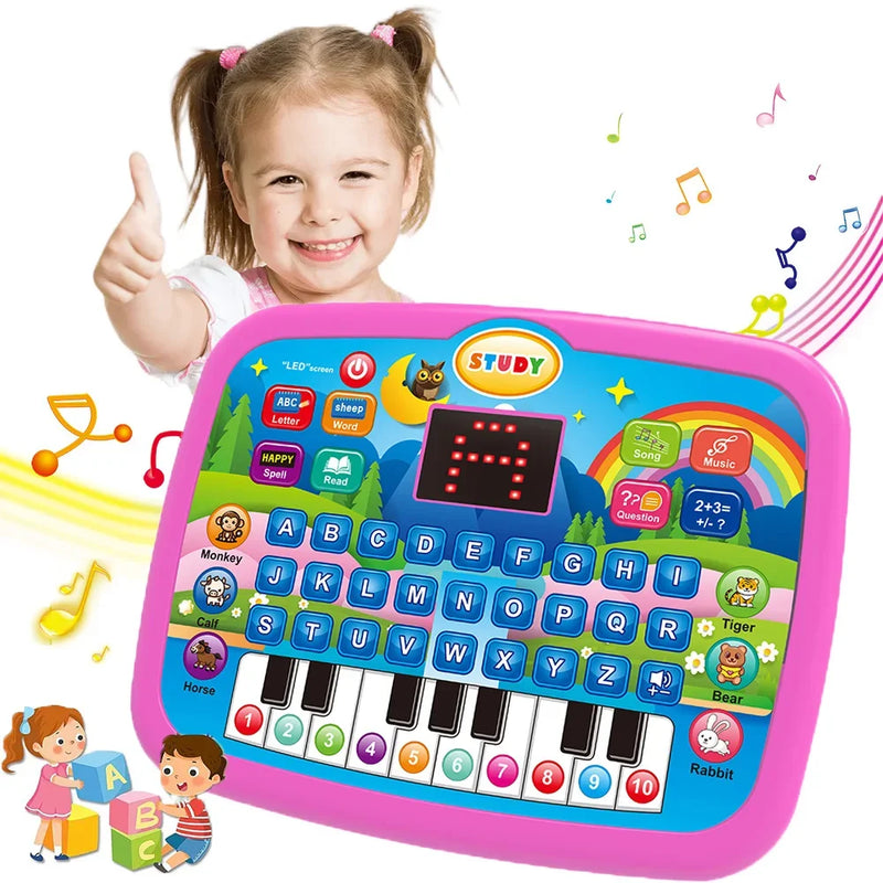 Tablet de brinquedo educativo para crianças, alfabetização, matemática e música para maiores de 3 anos