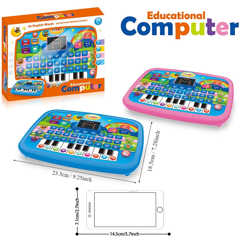 Tablet de brinquedo educativo para crianças, alfabetização, matemática e música para maiores de 3 anos