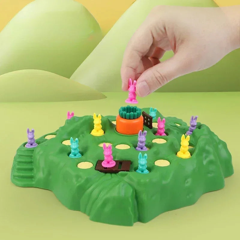 Jogo de tabuleiro de armadilha para coelho de cenoura, desafio de defesa para festa familiar