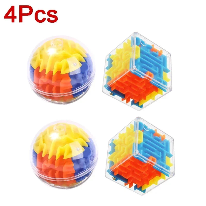Cubo Mágico Labirinto 3D Quebra-cabeça Transparente de Seis Lados