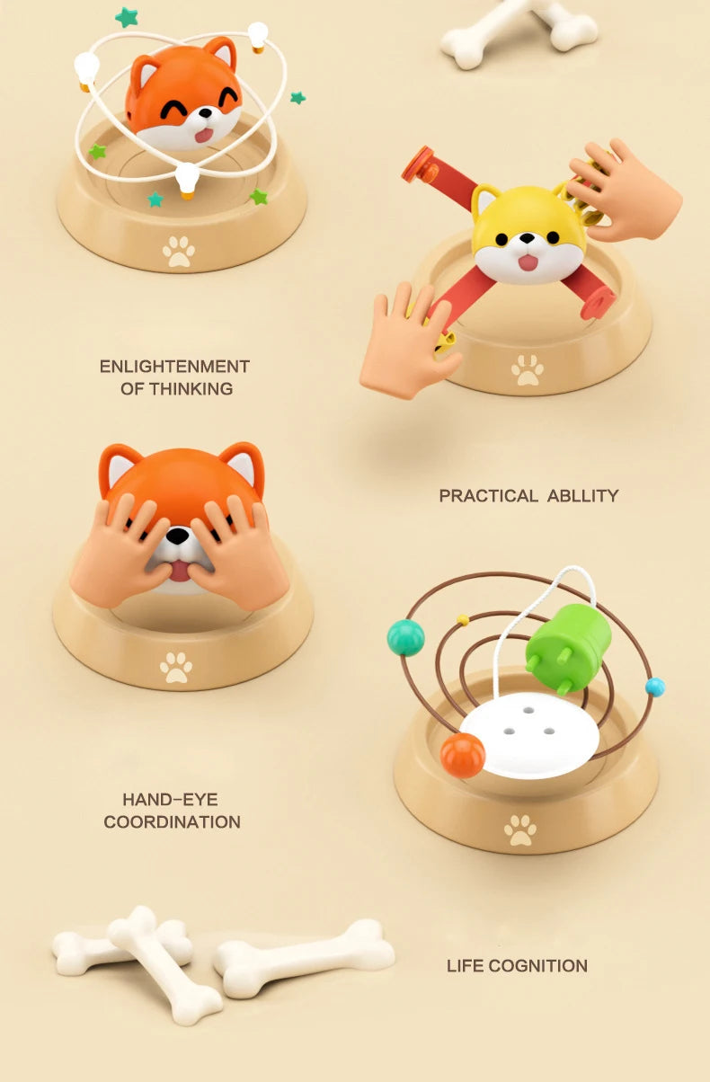 Brinquedos sensoriais Montessori, cubo de atividades