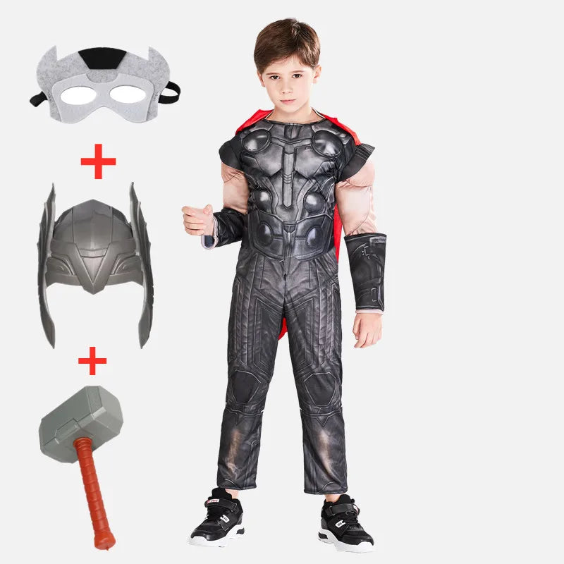 Fantasia de Thor Muscle para crianças, brinquedo infantil, machado iluminado, fantasia de Halloween