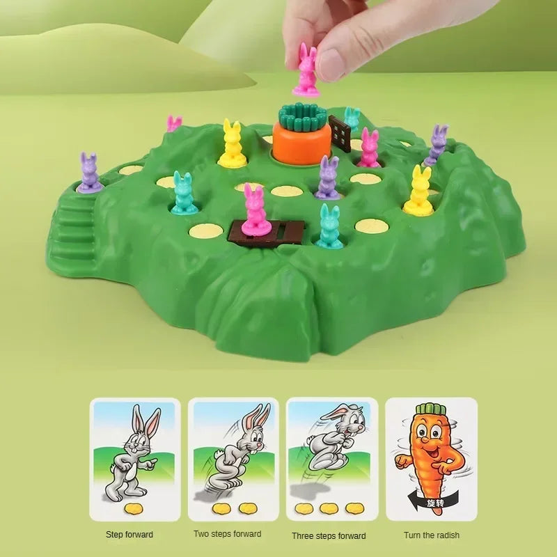 Jogo de tabuleiro de armadilha para coelho de cenoura, desafio de defesa para festa familiar