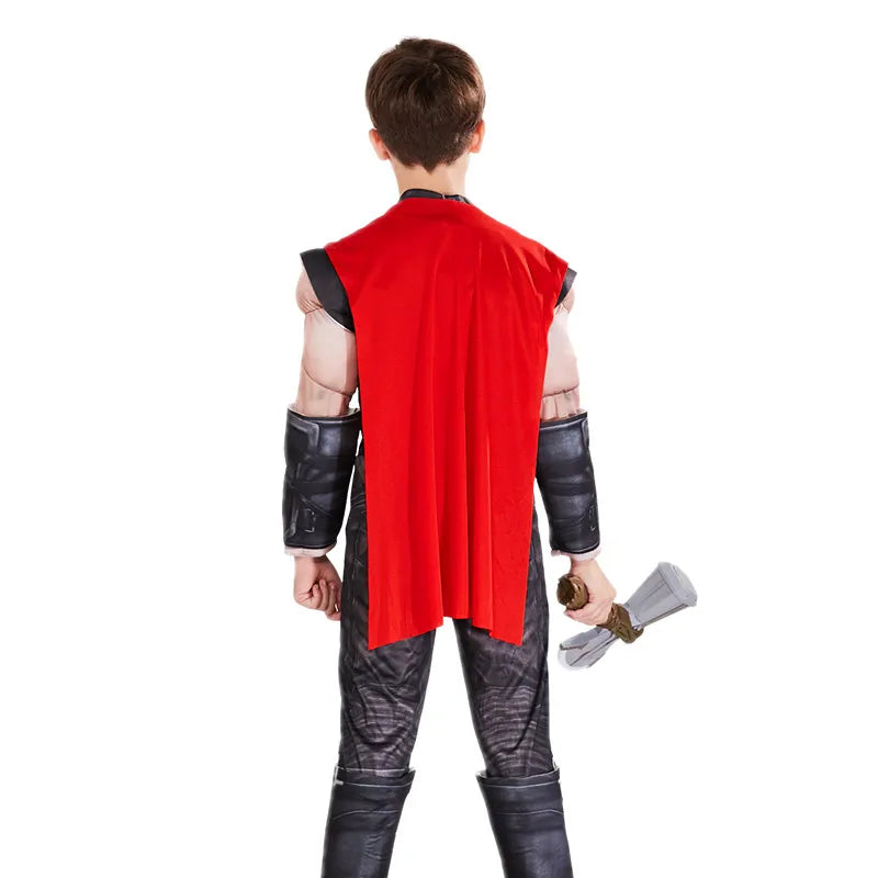 Fantasia de Thor Muscle para crianças, brinquedo infantil, machado iluminado, fantasia de Halloween