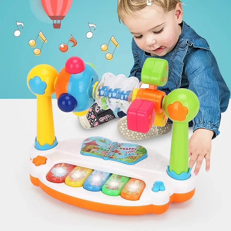 teclado de piano giratório com som suave, brinquedos musicais