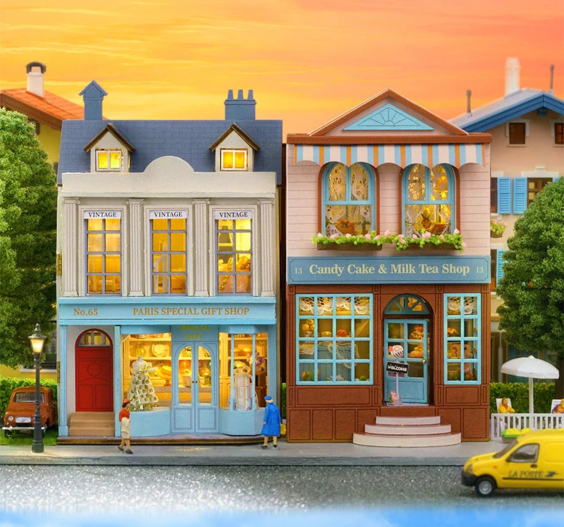 Mini casa de bonecas de madeira faça você mesmo com móveis leves