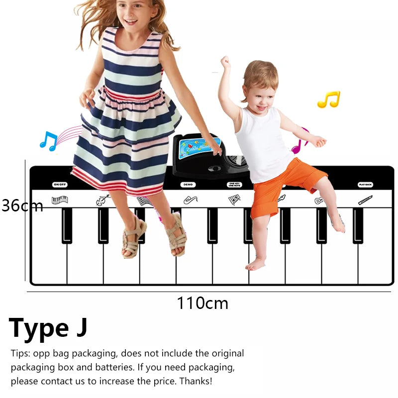 Tapete de piano para crianças, teclado fitness para crianças
